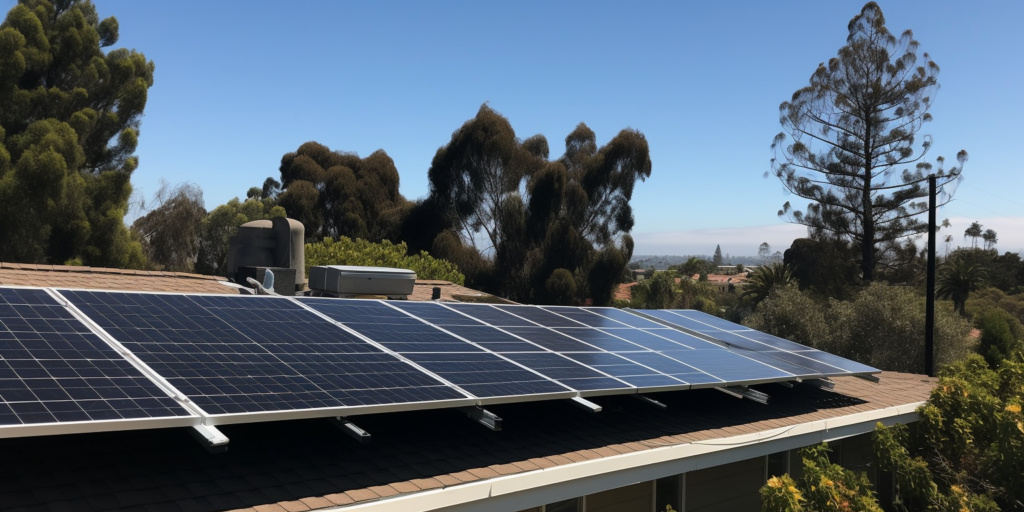 a sparkling clean solar panel array under a bright sun